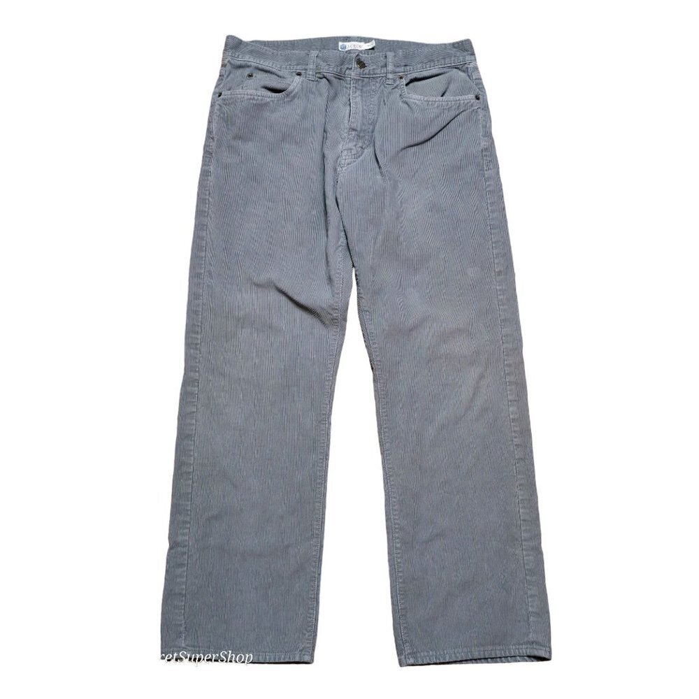 Vintage J Crew Mens Pants 34"x30" Gray Corduroy Straight Leg Flat Front Pockets - Picture 1 of 4